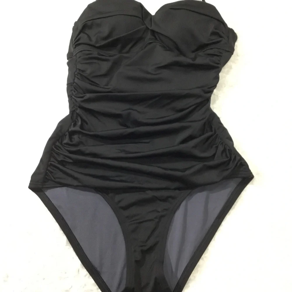 Victoria’s Secret Twist Bandeau Tie Back Retro One-piece Swimsuit Black 32A - Picture 6 of 16